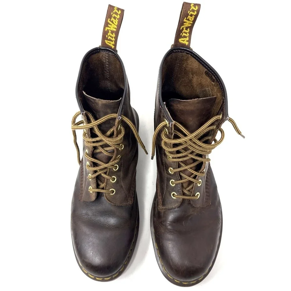 Dr. Martens 1460 Crazy Horse Leather Lace Up Boots Mens Sz 13 Brown AirWair Docs